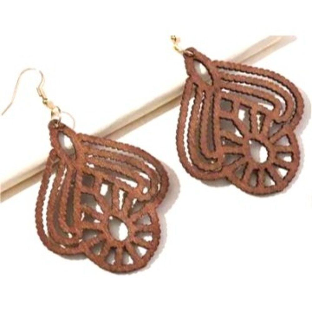 Light Weight Wooden Dangle Earrings New‎